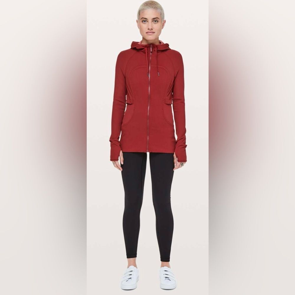 Lululemon Dance Studio Jacket Rib Sleeve Reversible Dark Sport Red Zip Up Size 4